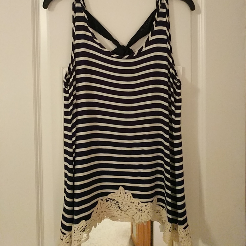 Blue and white striped tank top